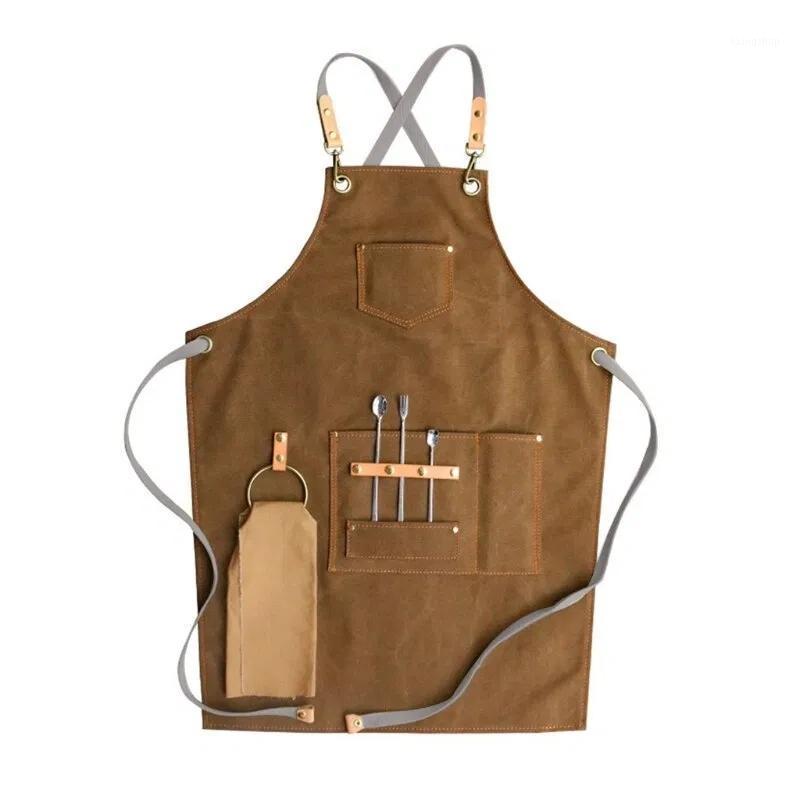 

Adjustable Cross Back Cotton Canvas Apron for Men Women Work Kitchen Apron HG991