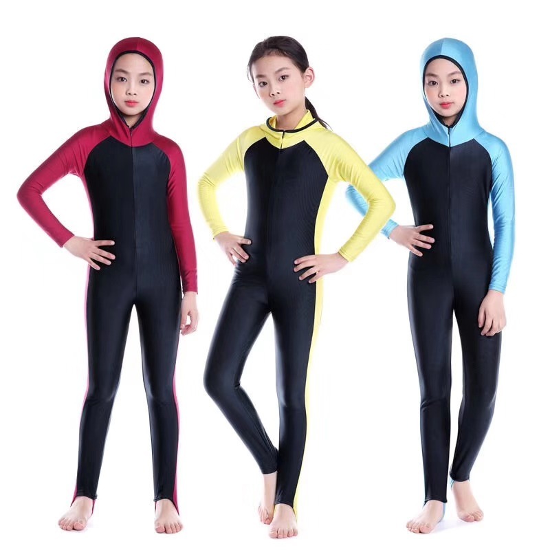 

Muslim Swimsuit Arab Girls Islamic Swimwear Children One-Piece Suits Modest Islam Beach Wear Swimming Diving Suits Burkinis, White