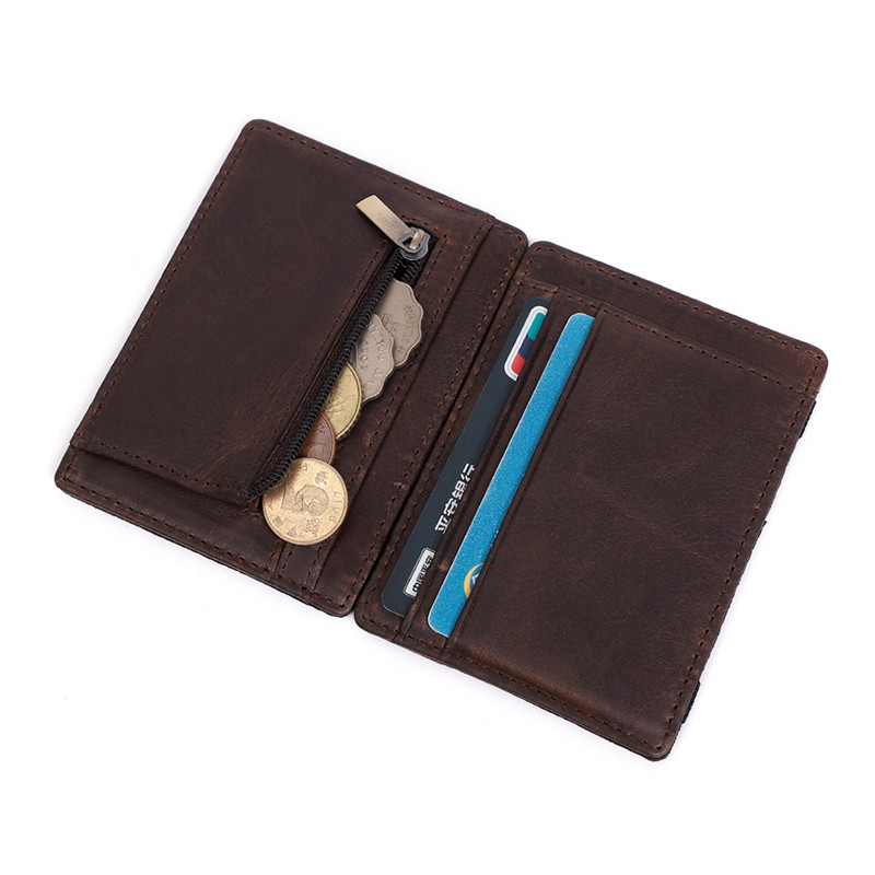 

2020 Change Lock Leather Handbag Mad Horse Men Credit Holder Wallet in Case of Male Currency Card Dyp0, K104 chocolate