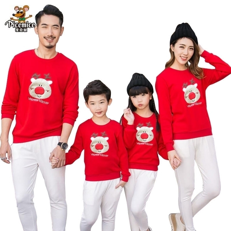 

Family Clothing Christmas Deer Kid shirts Mommy and Me Clothes Mother Daughter Father Baby Rompers Family Matching Outfits 201128, Red