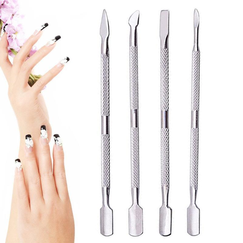 

ELECOOL 4 Pcs/set High Quality Durable Head Nail Cuticle Pusher Spoon Cleaner Stainless Steel Dead skin push Nipper Spoon Tools