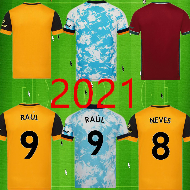 

2020 Wolves soccer jersey Home yellow J.MOUTINHO RAUL NEVES PODENCE football shirts DENDONCKER ADAMA Wolves football uniform 20/21, Black;yellow