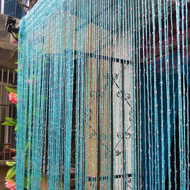 

New Pearl light curtain Shiny Tassel Flash Silver Line String Curtain Window Door Divider Sheer Valance Home Decor DA1, White