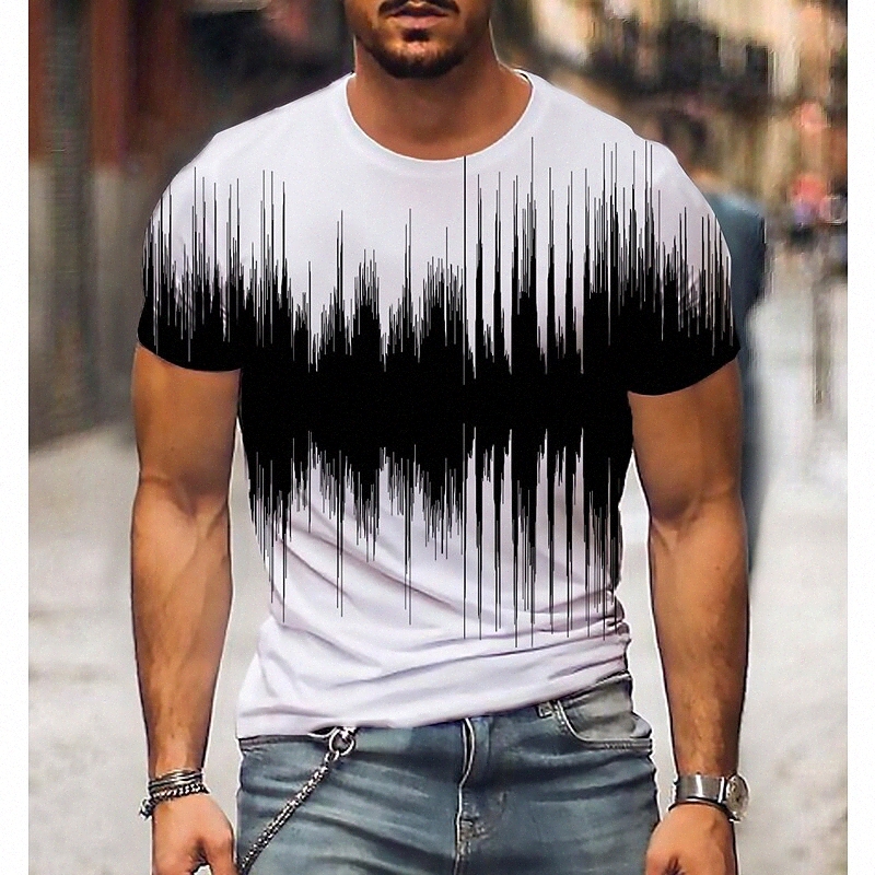 T-shirt Hommes T-shirt 3D Imprimer Graphique 3D Plus Taille Taille Cou rond Daily Sortir Imprimer Tops à manches courtes Streetwear Noir / Blanc
