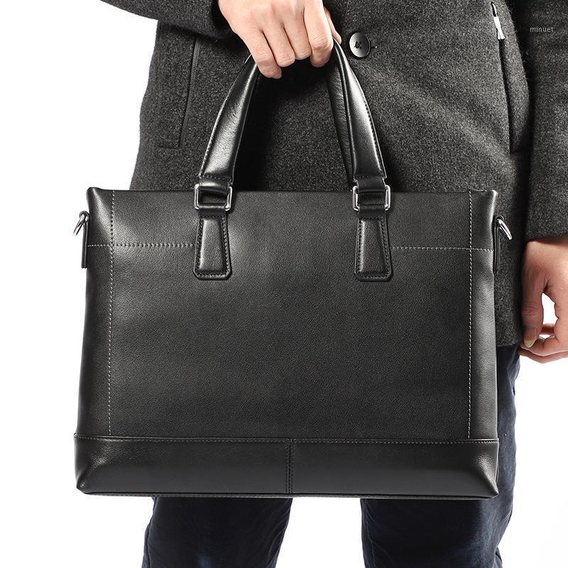 

Genuine leather Real Cow Leather Laptop Bags Business Men Briefcases Men Handbag Totes Casual Male Bag Shoulder1, Black