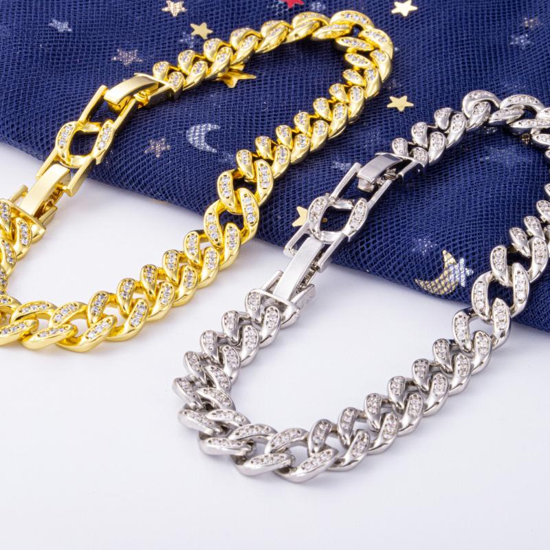 

Charm Bracelets Cuban Zirconia Men's Bracelet Miami Chain Male Hip Hop Style Jewelry
