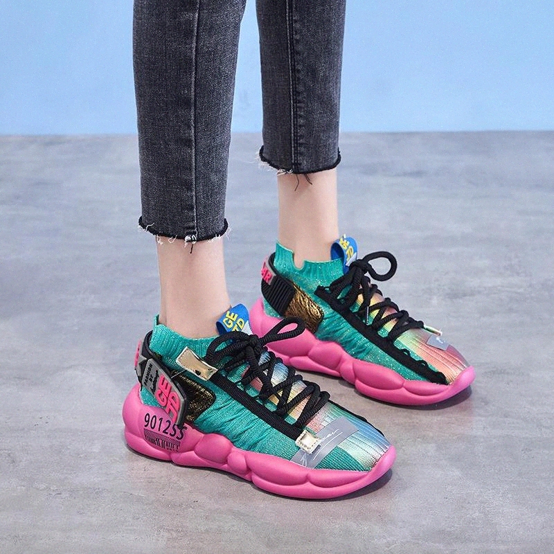 

Breathable Women's Socks Sneakers 2020 Fashion Women Flat Platform Trainers Casual Ladies Shoes Footwear Plus Size Zapatos Mujer #9f6D