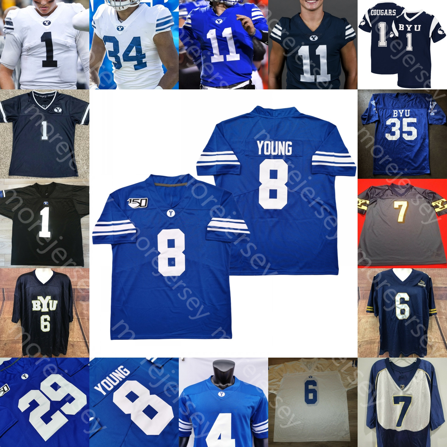 

Custom BYU Cougars Football Jersey NCAA College Sione Finau Steve Young Lopini Katoa Bushman Micah Simon Hifo Romney Sione Takitaki Ansah, Navy vi