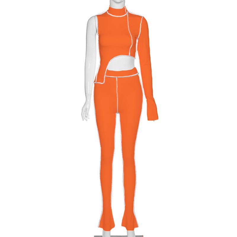 

CXUEY Single Sleeve Yoga Costume Fitness Suit 2021 Sport Workout Clothes for Women Push Up Gym Set Women Exercise Outfit Orange, Black