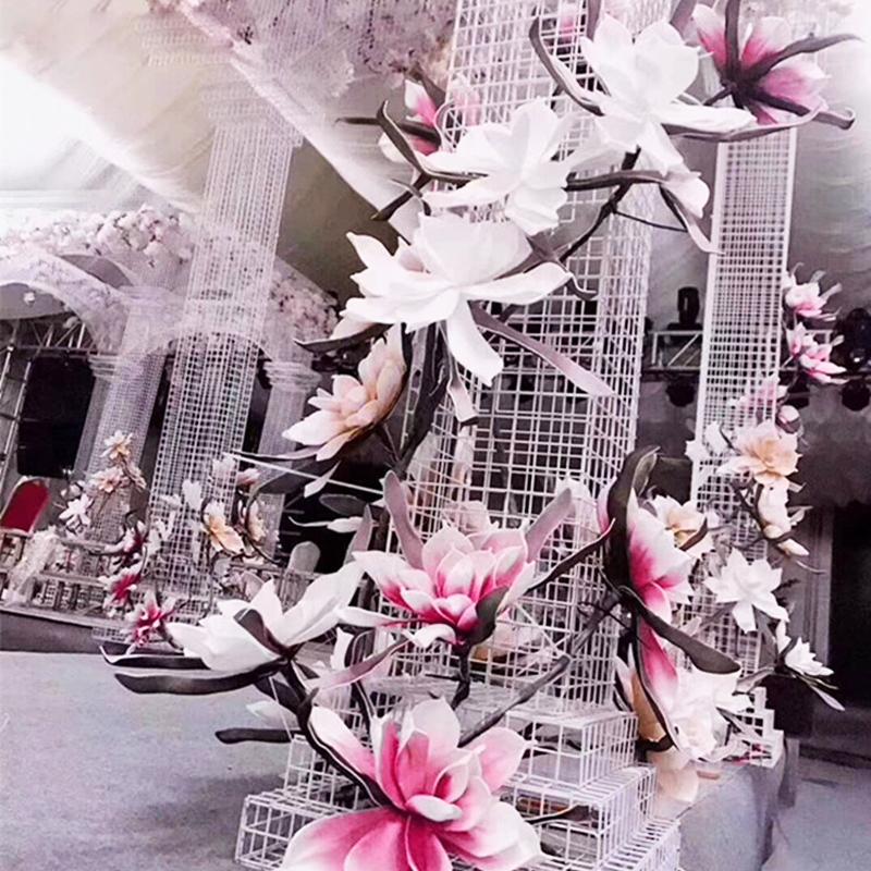 

80cm Large Foam Magnolia Faux Flower Head Outdoor Theme Fake Flower Wedding Background Decoration Design Display Party Decor, Pink