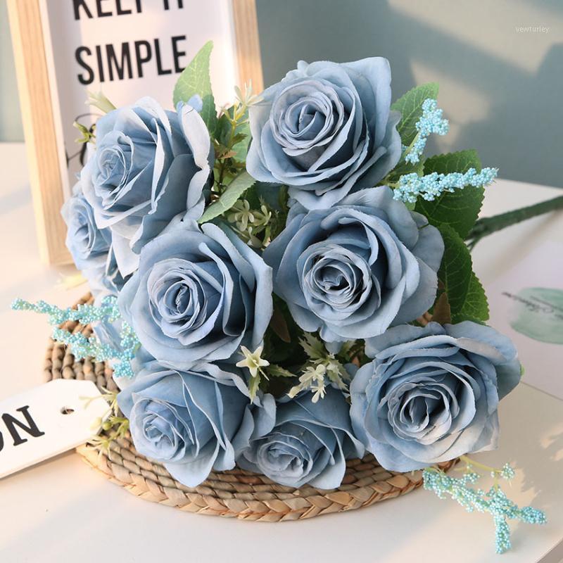 

Artificial Blue Roses Flowers Silk Rose Flower Bouquet Artificial Flowers Home Garden Decoration Wedding Roses Fake1