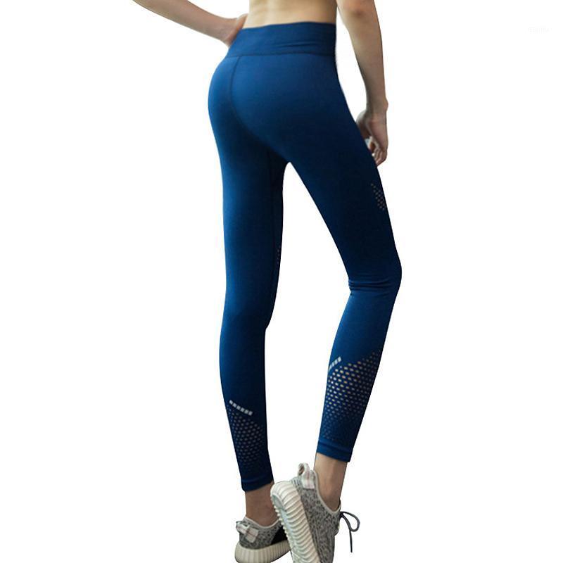 

CHRLEISURE Mesh Gym Leggings Fitness Women Solid Yoga Pants Hollow Sport Training Wear Seamless Workout Running Sportswear1, Black yoga pants