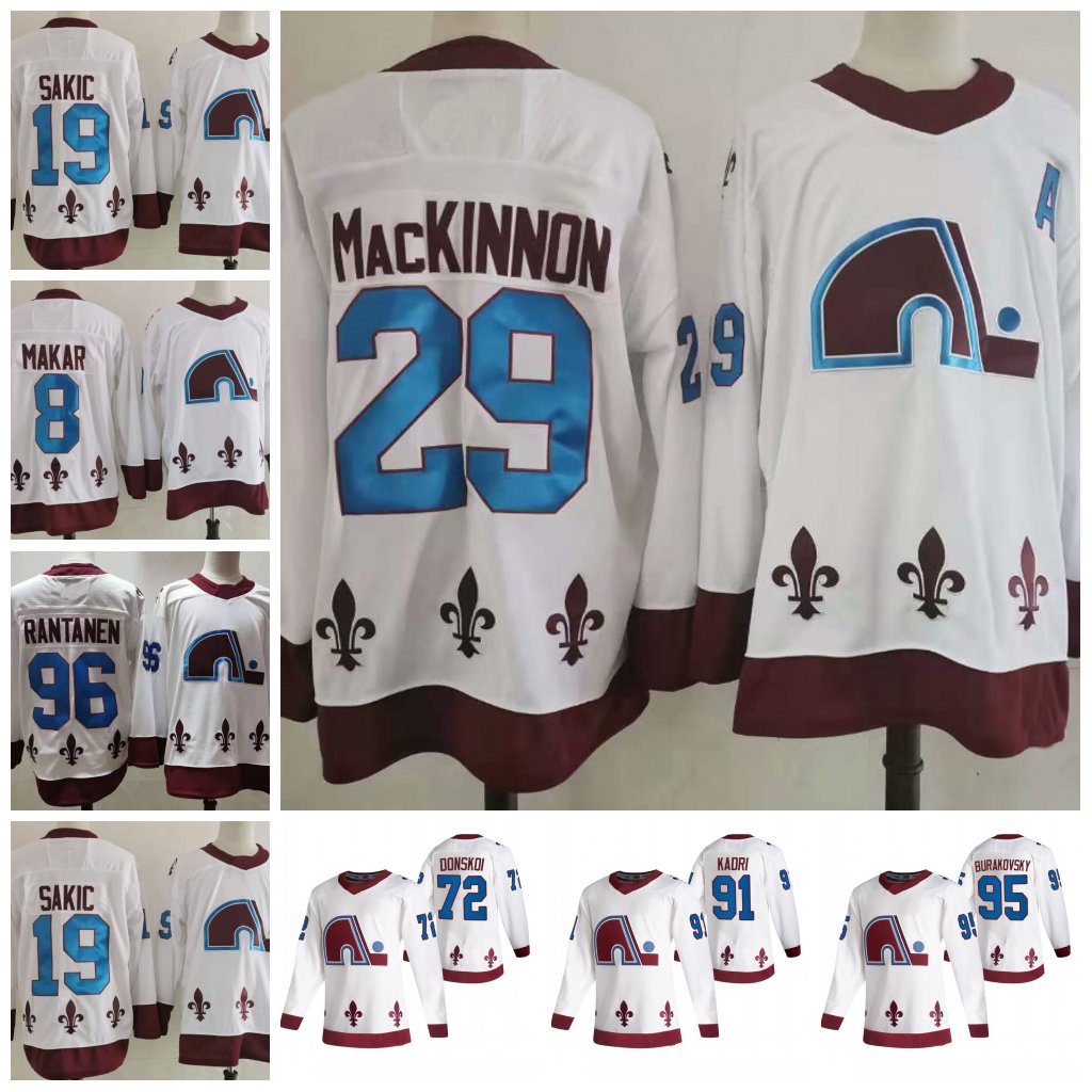 

29 Nathan MacKinnon Sakic Colorado Avalanche 2021 Reverse Retro Jersey Mikko Rantanen Tyson Jost Cale Makar Nikita Zadorov Gabriel Landeskog, Black