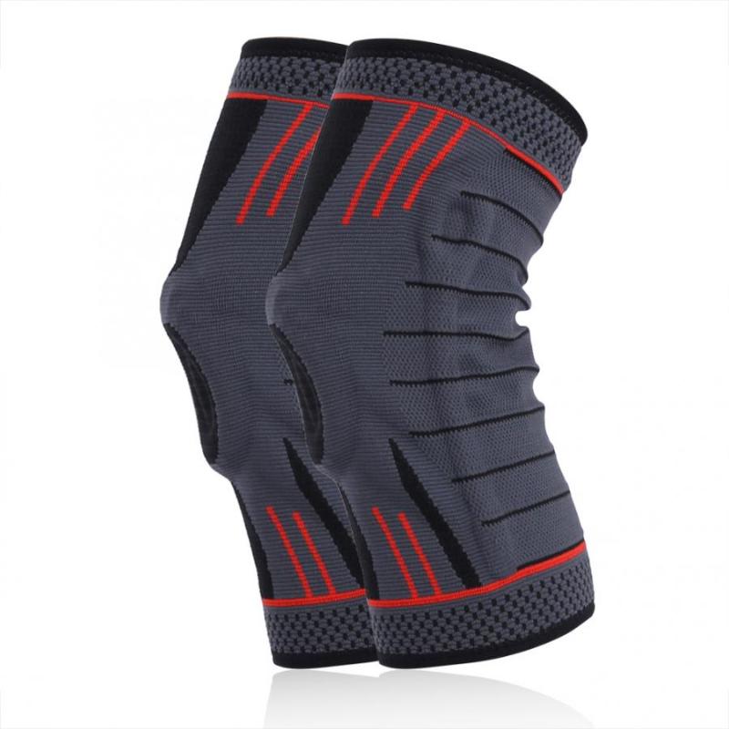 

Outdoor Sports Knee Pad Elastic Knitted Breathable Knee Support Basketball Football Protector Brace Pad Kneepad, Red