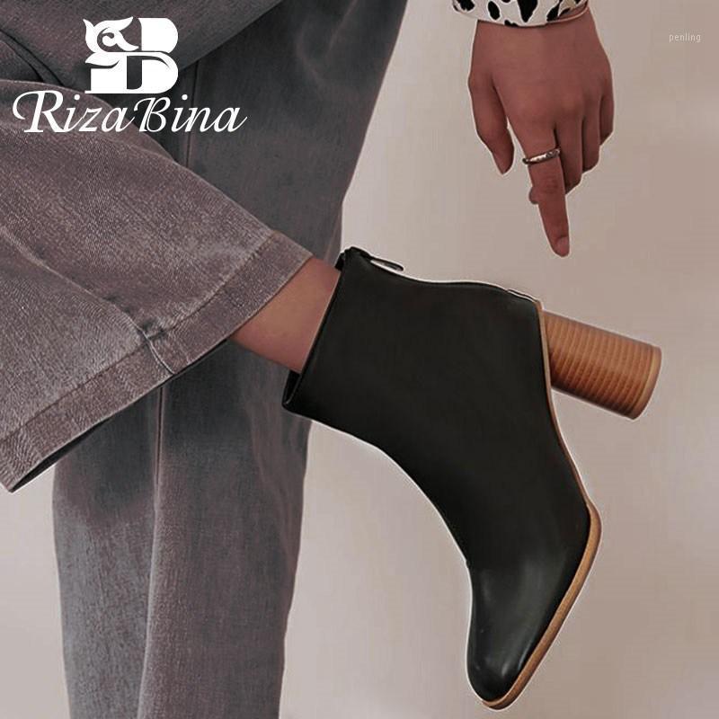 

RIZABINA Plus Size 32-48 Women High Heels Ankle Boots Winter Fashion Zipper Warm Add Fur Short Boots Casual Office Shoes Women1, Black