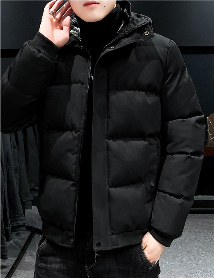 

2020 Winter men's fashion casual hooded bread and cotton padded jacket, White