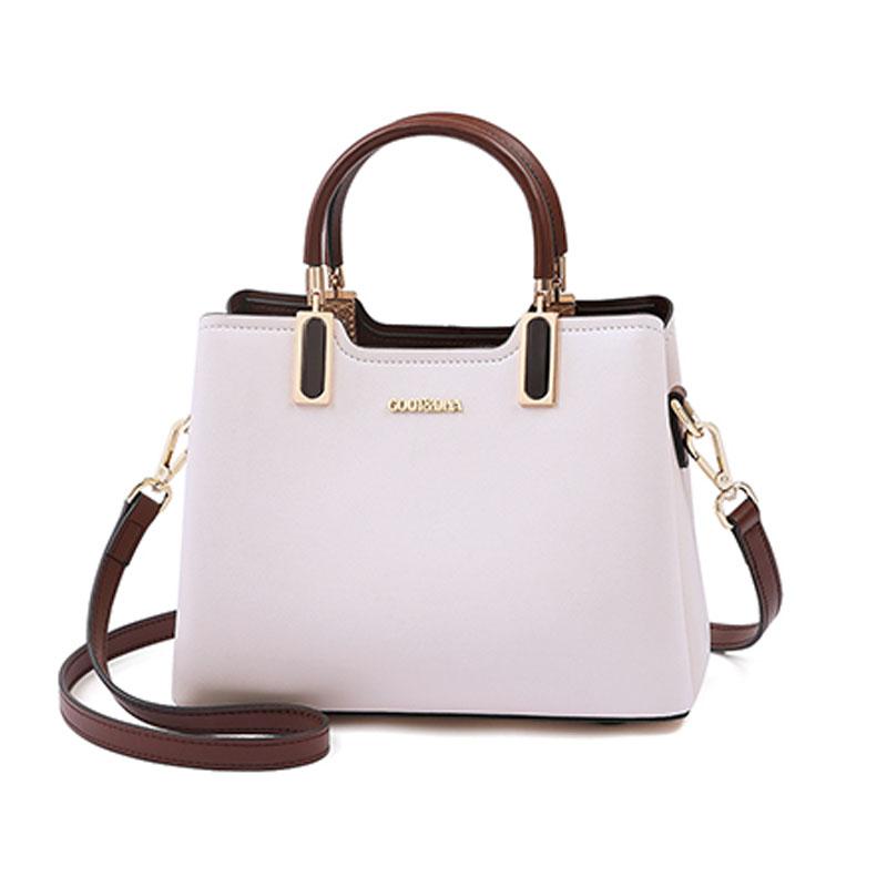 

Women Leather Bag Fashion Luxury Handbags Women Bags Designer Cowhide Leather Shoulder Bag Bags Beige