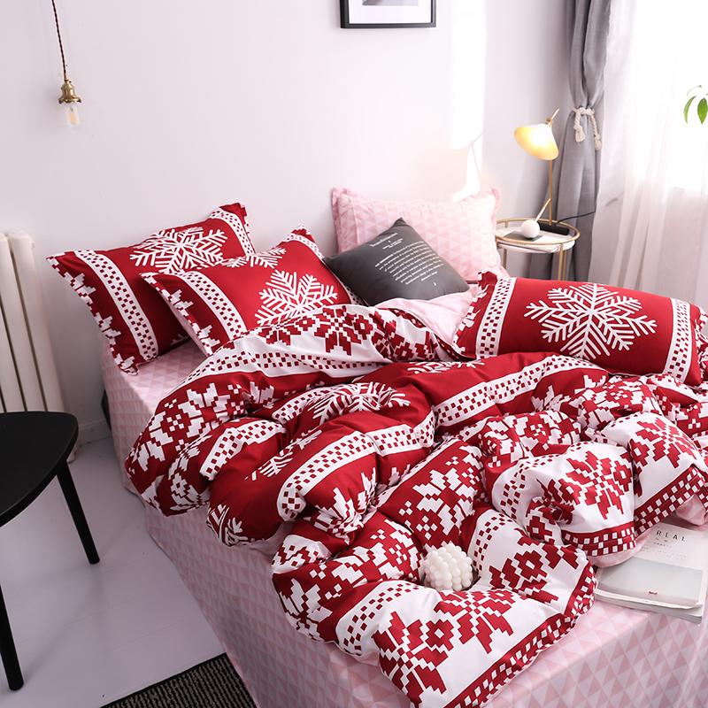 

New Christmas Snowflakes Home bedding set 3/ 4pcs duvet cover set AB side bed linen flat sheet bedclothes adult Geometric, Mao 93