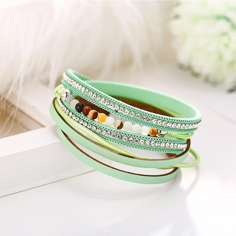 

QCOOLJLY Fashion Bijoux Jewelry Natural Stone Beaded Bracelet Multi-layers Women Bracelet Wristband Jewelry Accessory Gift1