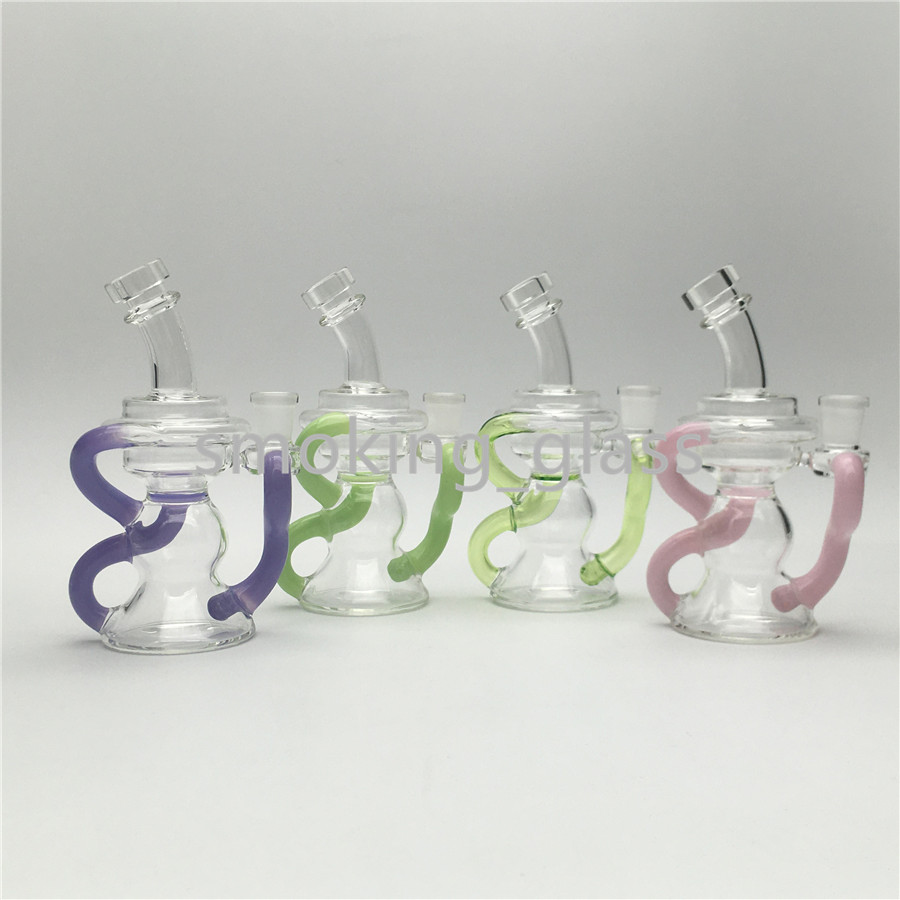 

8 inches colored Bong Recycler Oil Rigs Heady Glass Water Bongs Smoke Pipes Dab Glass Water Pipes Hookahs