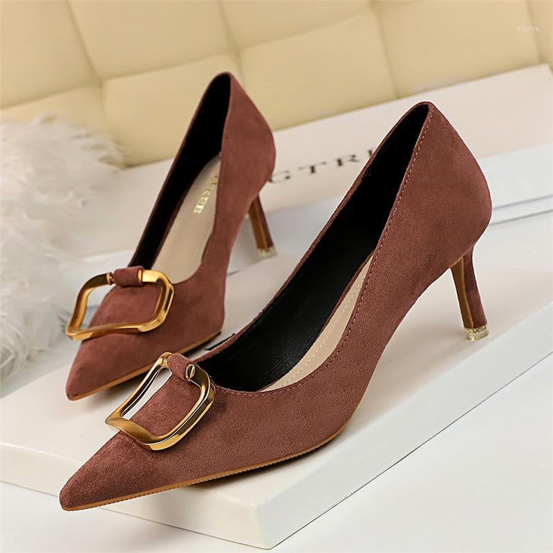 

BIGTREE 2021 New Spring Pumps Pointed Toe FlocK Women Shoes Office Shallow Ladies High Heel Party Elegant Wedding Female Shoe1, Black