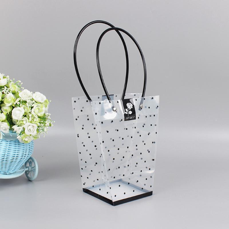 

10PCS Tote Bag Waterproof Transparent Wave Dot Tote Bag Portable Flower Bouquet Potted Succulents Portable Flower