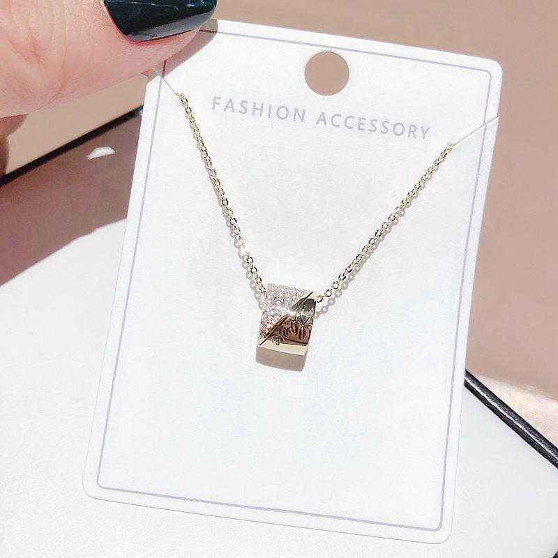 

High-end Micro Paved Cubic Zircon Love Marked Bead Necklace Chain for Women Gold Color CZ Crystal Jewelry