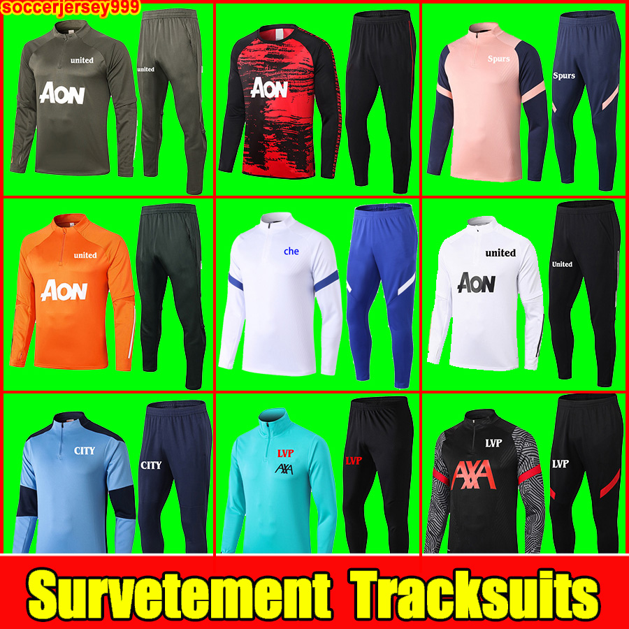 

20 21 Manchester Training Suit men tracksuit VAN DE BEEK Survetement chandal Jogging 2020 2021 POGBA soccer sets kit uniforms, Black