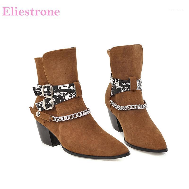 

Sale Winter New Fashion Brown Beige Women Ankle Boots Sexy Lady Motorcycle Shoes High Heels LC199 Plus Big Size 11 43 46 481
