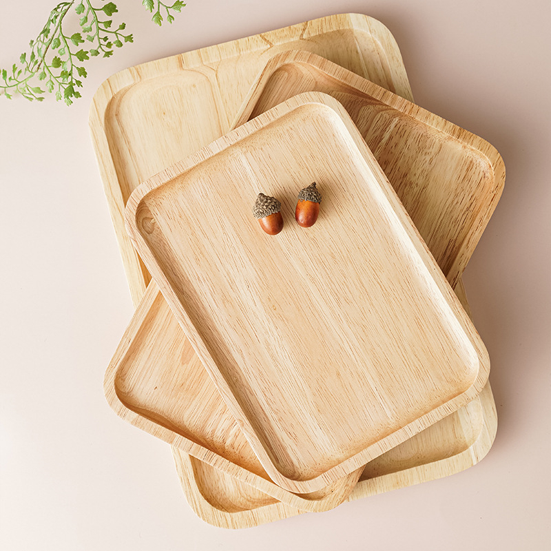 

2021 New Rubber Wood Pan Plates Dishes Trays Storage for Tea Coffee Fruit Candy Food Dessert Dinner Bread 27i3