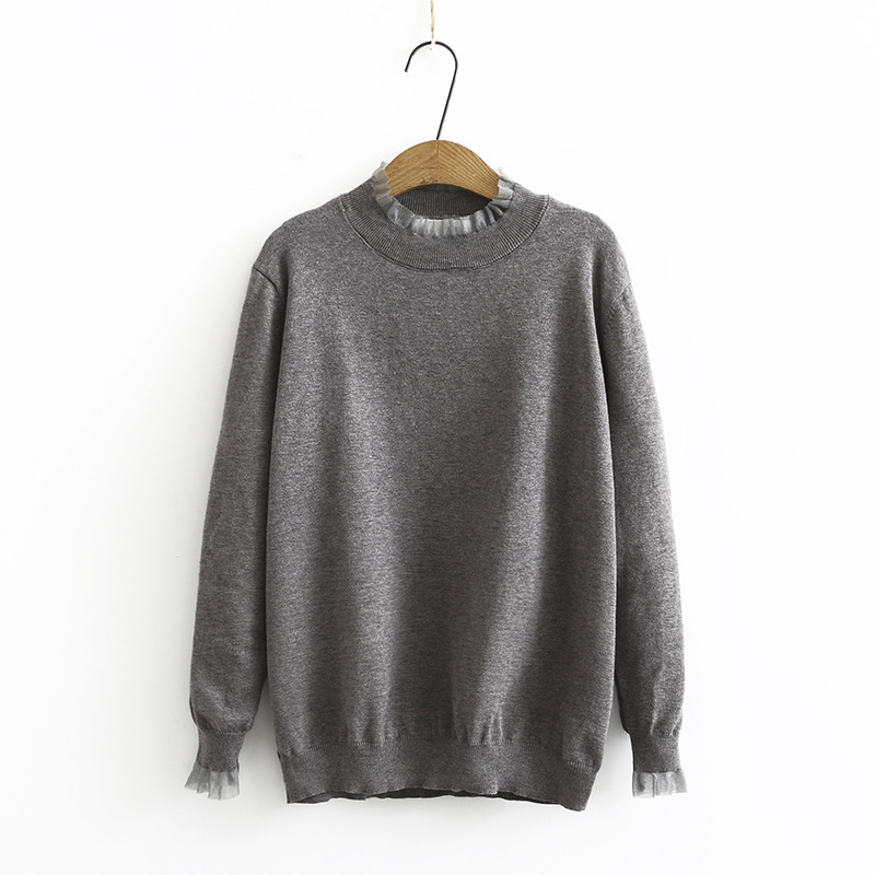 

3xl Plus Size Female Black Grey Sweaters Long Autumn Stretchable Pullovers Ck39