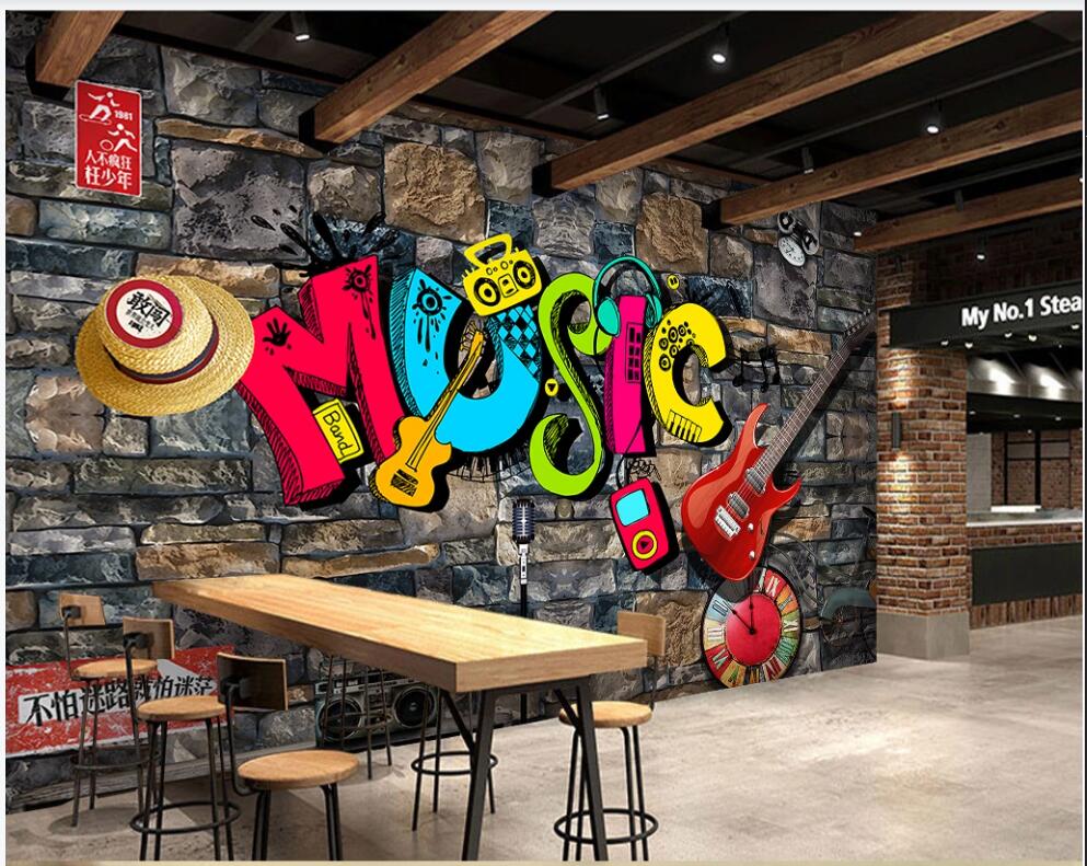 

3d wallpaper custom photo mural Hand-painted color retro nostalgic music home decor living room 3d wall murals wallpaper for walls 3 d, Non-woven wallpaper