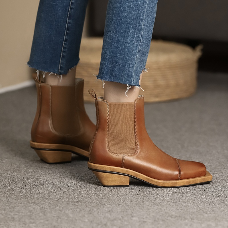 

2021 New Genuine Leather Mark Black Ankle Party Shoes Woman Riding Boots Size 34-42 K7oj