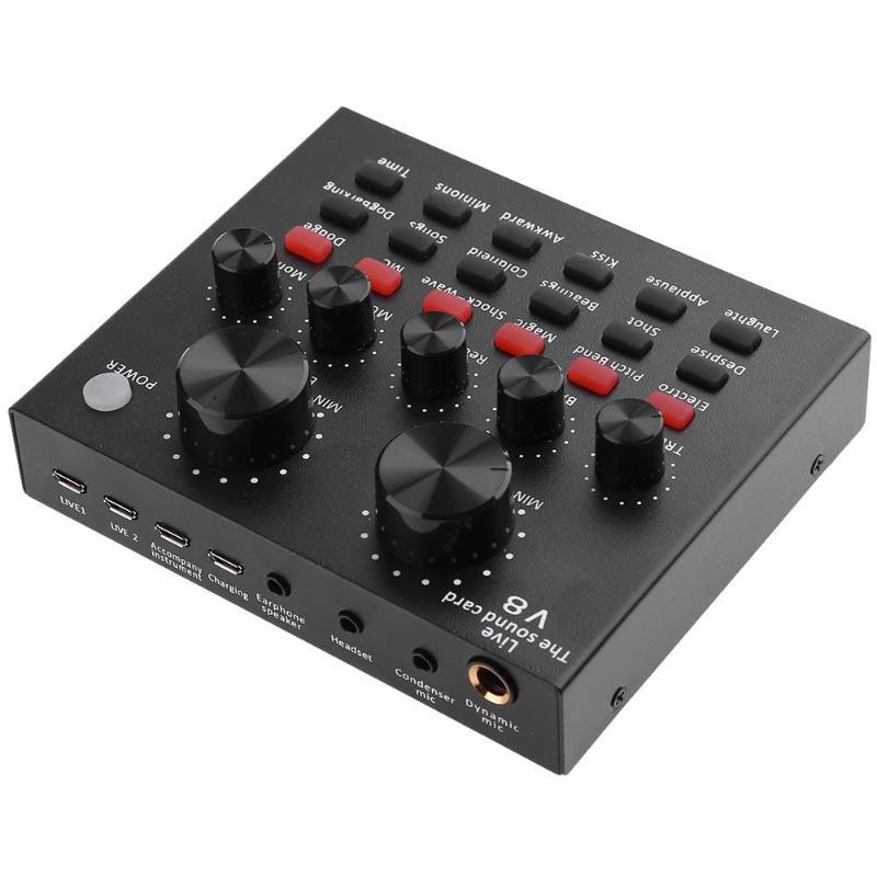 

V8 Audio Sound Card External USB Headset Microphone Webcast Live Broadcast Sing In Home Entertainmen For Phone Computer TV