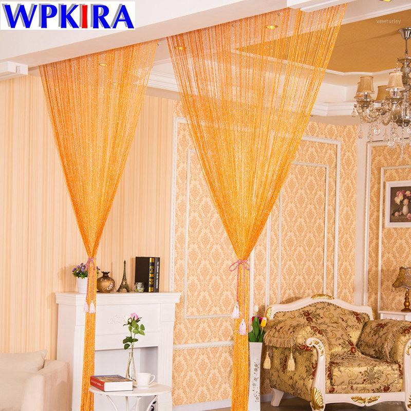 

Wire curtain Curtain for Living Room Shiny Tassel Silver Line Window Door Divider Sheer Valance Home Decoration wp246-201, White