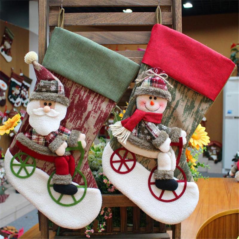 

Christmas Sock Kids Candy Bag Gift New Year Xmass Tree Ornament Decoration For Home Natal Navidad Sock Christmas Tree Decoration
