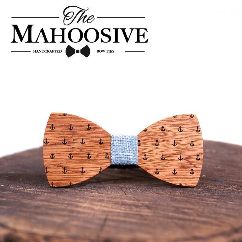 

MAHOOSIVE Classic Captain Wood Bow Ties Wooden Butterfly Bowknots Gravatas Cravat Geometric Fashion Cotton Adult1