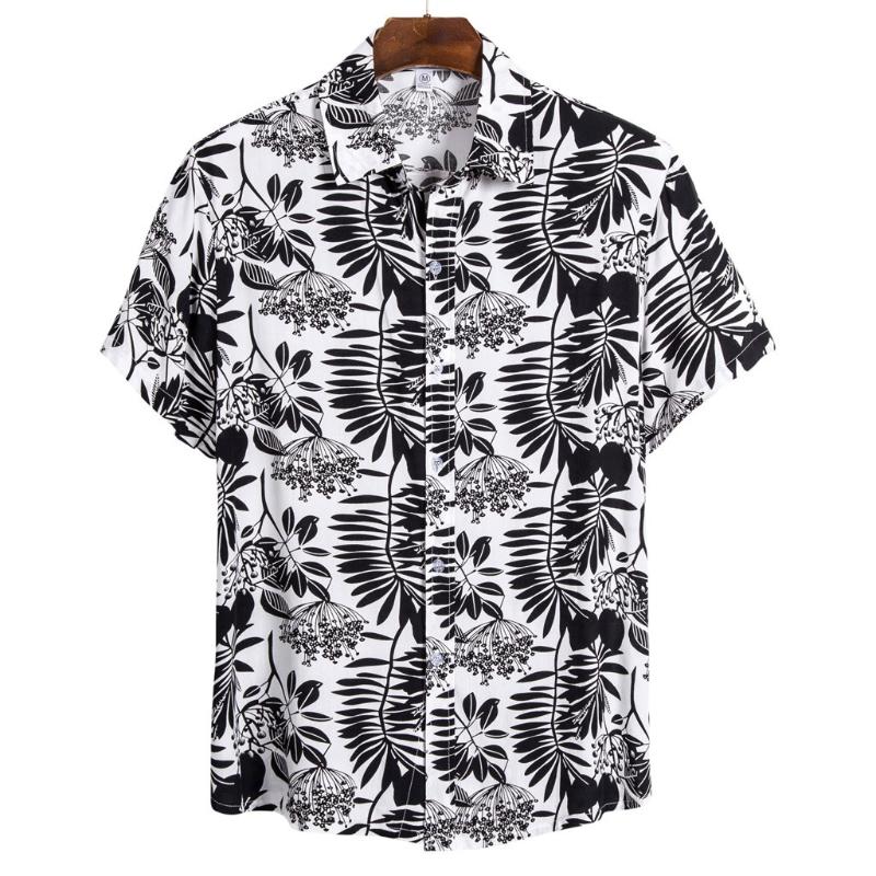 

Summer Mens Shirt blusa Casual Short Sleeve Printing Beach Hawaiian Shirt Blouse Men Tops camisas para hombre Harajuku Clothes, Black