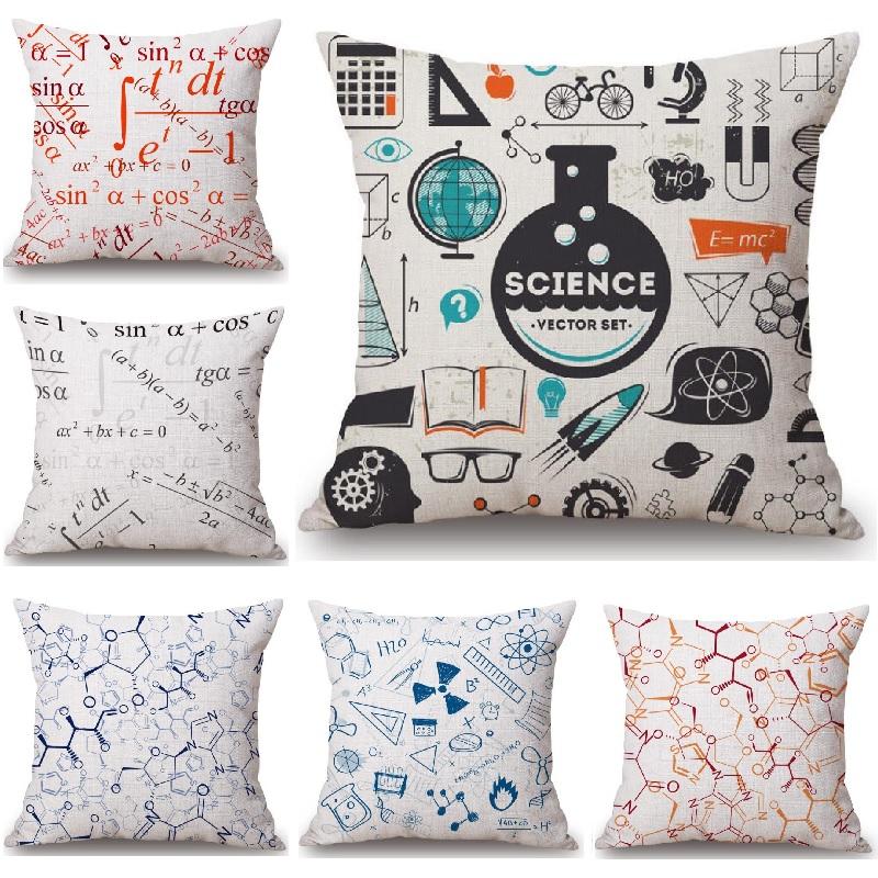 

Cushion Cover Formula Printed Linen Throw Pillow Cover Home Decoration Car Sofa Decorative Pillowcase coussin 45x45cm