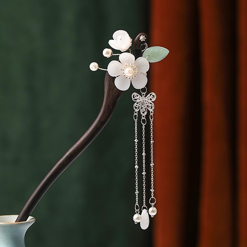 

FORSEVEN Handmade Women Wood Hair Sticks Flower Hair Chopsticks Hairpin Retro Hairpiece Chinese Wedding Sticks JL