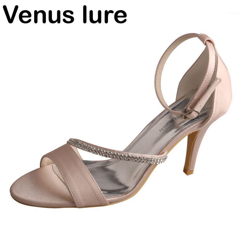 

High Heel Ankle Strap Rhinestone Sandals for Women Nude Satin1, Gray