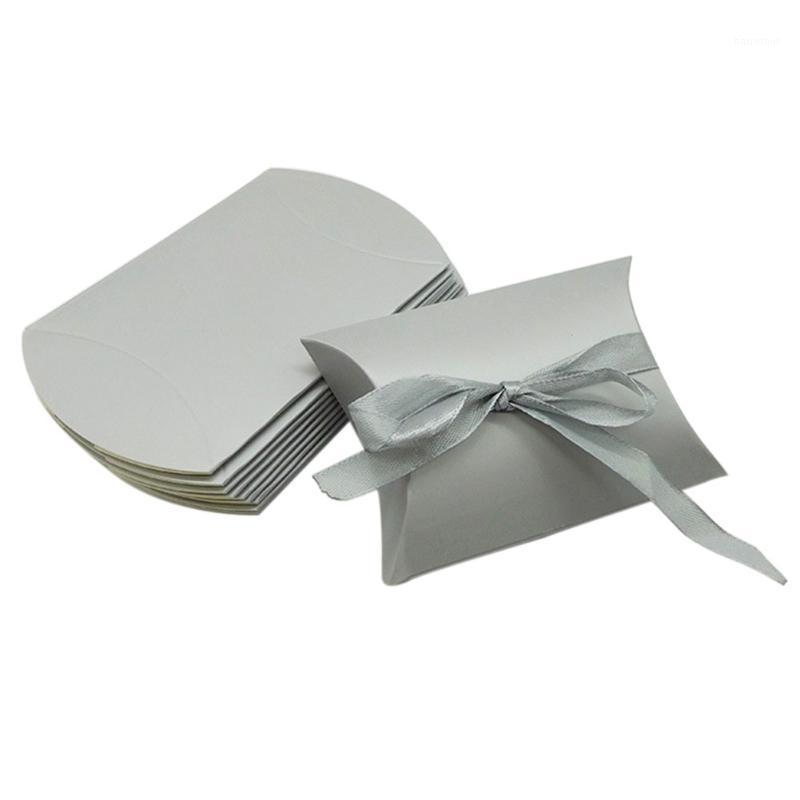 

50pcs With Ribbon Party Decorative DIY Candy Box Birthday Sweets Foldable Jewelry Wedding Gift Wrapping Pillow Shaped Chocolate1