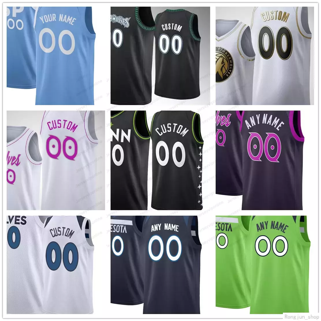 

Custom Printed Anthony 1 Edwards D'Angelo 0 Russell Karl Anthony 32 Towns Ricky 9 Rubio Josh Okogie Men Woman Kids Youth Basketball Jerseys, As picture