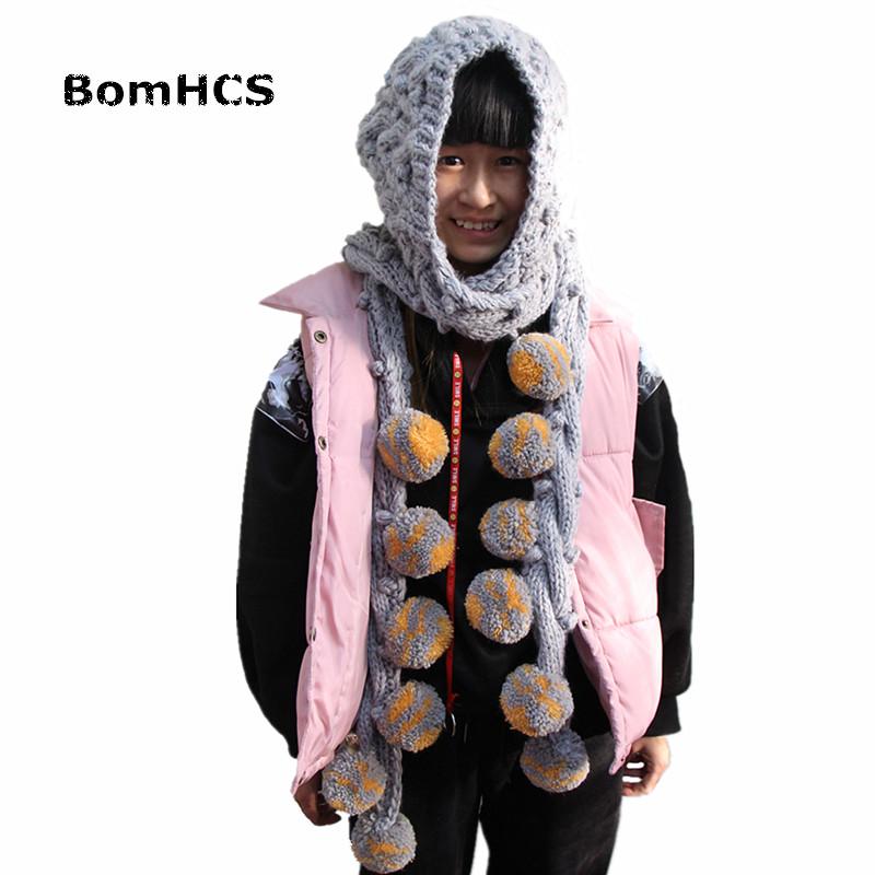 

BomHCS Women's Big Beanie Scarf 100% Handmade Winter Warm Caps Thick Knitted Hat Christmas Gift