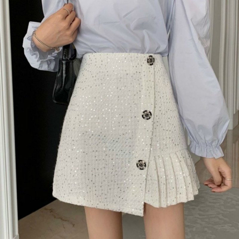 

autumn 2021 New Women' fashions button the line short, elegant sequined sequins short skirts y369 FBVY, Heise