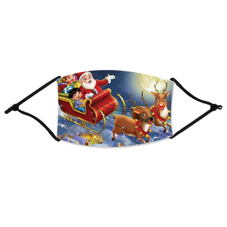 

Outdoor Protective Breathable Mask Face With Filter Santa Claus Elk Printing Masks Christmas Resuable Free Shipping
