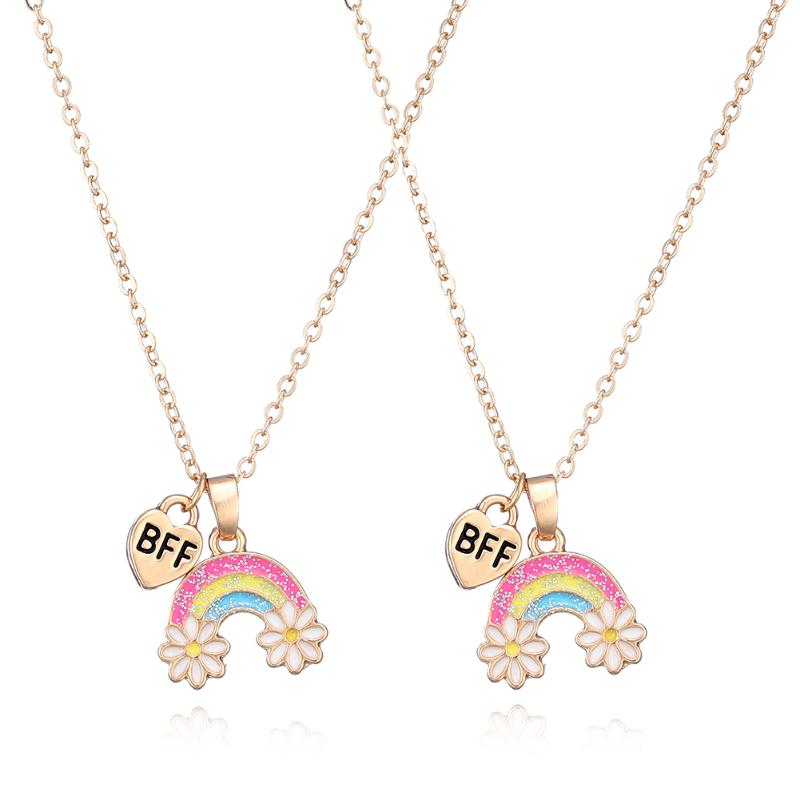 

Zinc alloy enamel paiting cutre rainbow necklace set