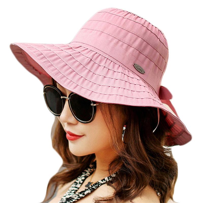 

Wide Brim Hats 2021 Fashion Summer Sun For Women Female Outdoor UV Protect Hat Large Sunscreen Beach Leisure Folding Girl, Pink