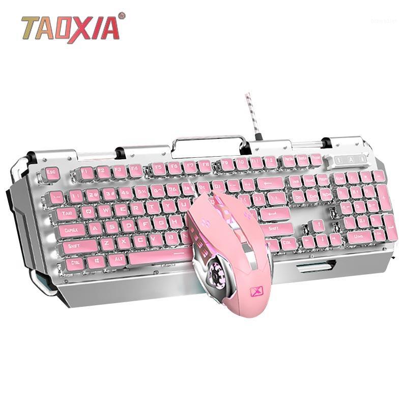 

Lovely Pink Real Mechanical Keyboard Green Axis Game Notebook Desktop Computer External Competition Wired Mechanical Keyboard1