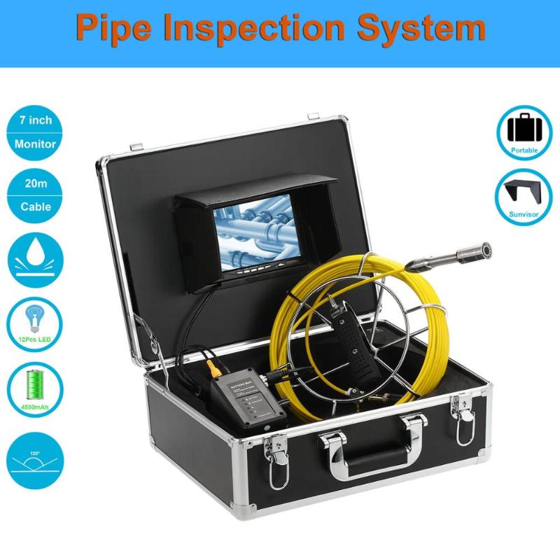 

7" Monitor 20/30/40/50M Pipe Inspection Video Camera 23mm HD 1000TVL Lens Drain Sewer Pipeline Industrial Endoscope System
